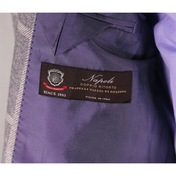 Richard James Gray/White Windowpane 3-Btn Wool Overcoat Coat 38R - Picture 9 of 11